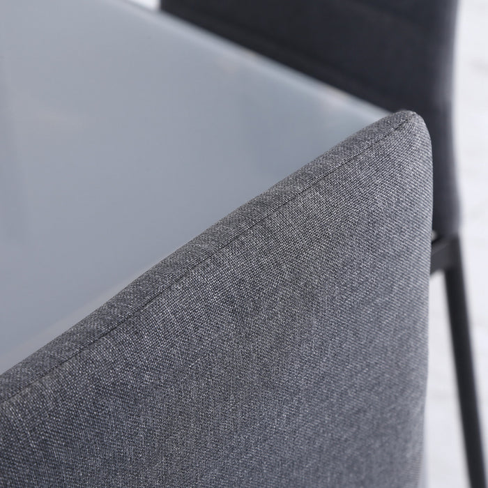 HOMCOM Dining Chairs Set of 4, Linen Fabric Upholstered Accent Chairs, Grey