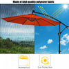 Costway 10' Hanging Solar LED Umbrella Patio Sun Shade Offset Market W/Base Orange