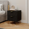 HOMCOM Modern Bedside Table, Nightstand with 2 Drawers for Bedroom, Black