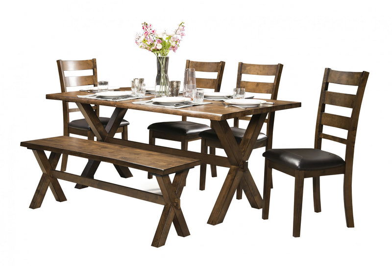 Brienne Dining Bench With Live Edge, Warm Oak Brown Dining Chair