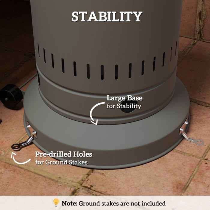 Outsunny 48000 BTU Portable Outdoor Propane Heater, Free Standing Adjustable Patio Gas Heater with Tip-over Protection and Wheels for Garden, 32.3\" x 32.3\" x 87.8\", Grey