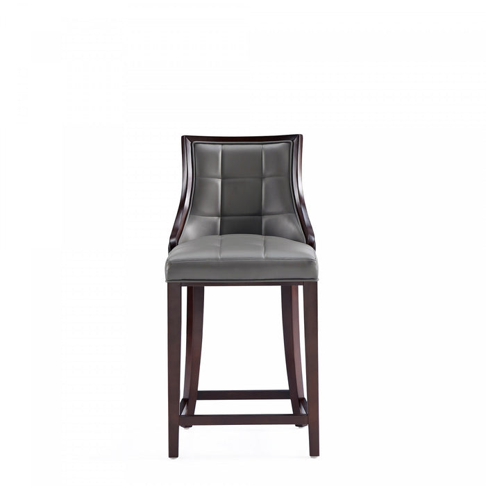 Fifth Avenue Traditional Wood Upholstered Counter Stool in Graphite - Set of 3