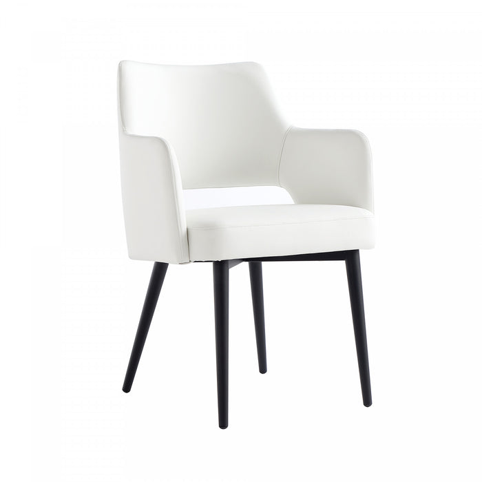 Tremont Modern Metal Vegan Leather Armchair in White