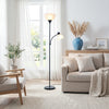 Ardelo Floor Lamp w/ Gooseneck Reading Light, Onyx, 71.5"H | Ardelo Lampadaire avec lampe de lecture a col de cygne, Onyx, 71,5 po H