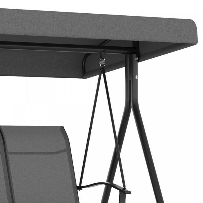 Outsunny 3 Seater Outdoor Swing Chair With Canopy For Patio, Dark Grey