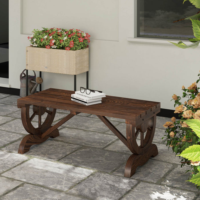 Outsunny Rustic Wood Outdoor Bench, Garden Bench For 2-person, Brown