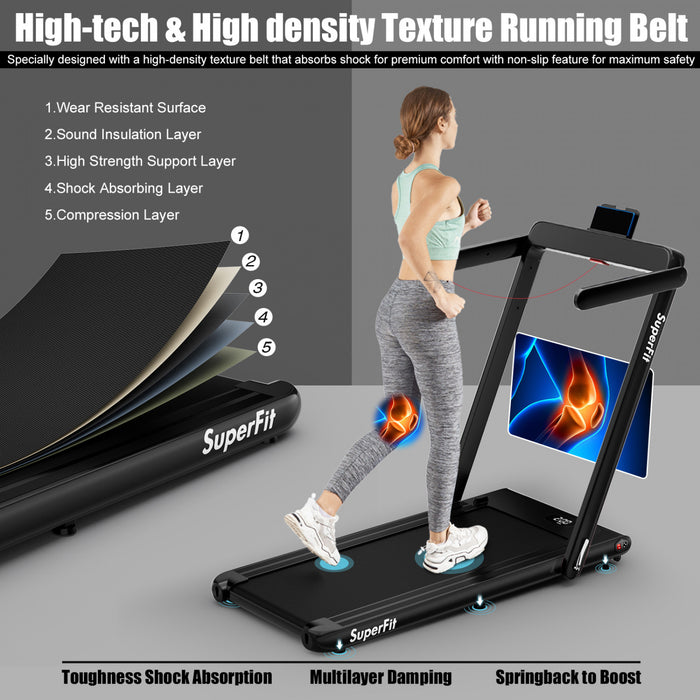 Superfit 2.25hp 2 In 1 Folding Treadmill Remote Control W/ App Control Speaker Black