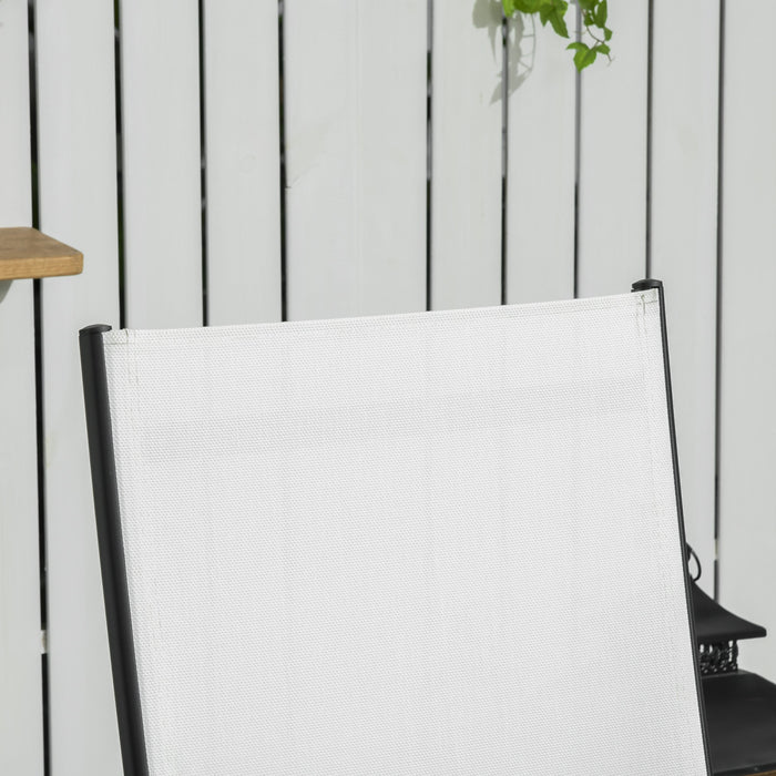 Outsunny 2pcs Lounge Chairs With Wheels, 5-level Adjustable Backrest, White