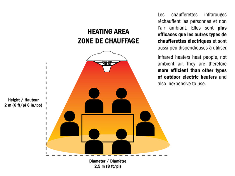 Energ+ Infrared Electric LED Hanging Patio Heater - HEA-21568BLK