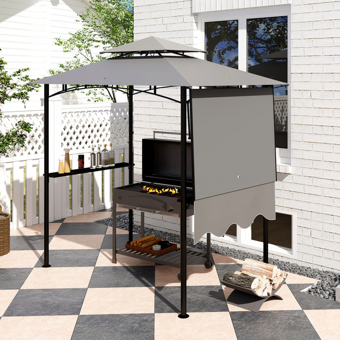 Outsunny 8' X 5' Grill Gazebo, Double Tiered Barbecue Gazebo, Light Grey