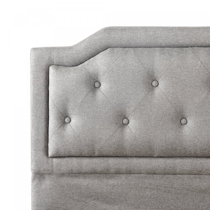 Kellen Upholstered Platform Bed with Headboard in Light Grey - Full Size