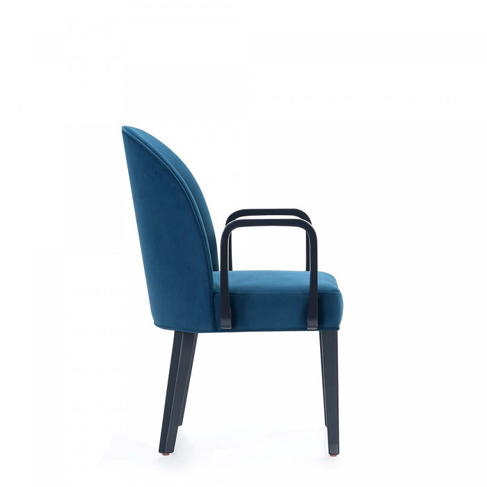 Hillman Modern Wood Upholstered Armchair in Blue Dining Chair
