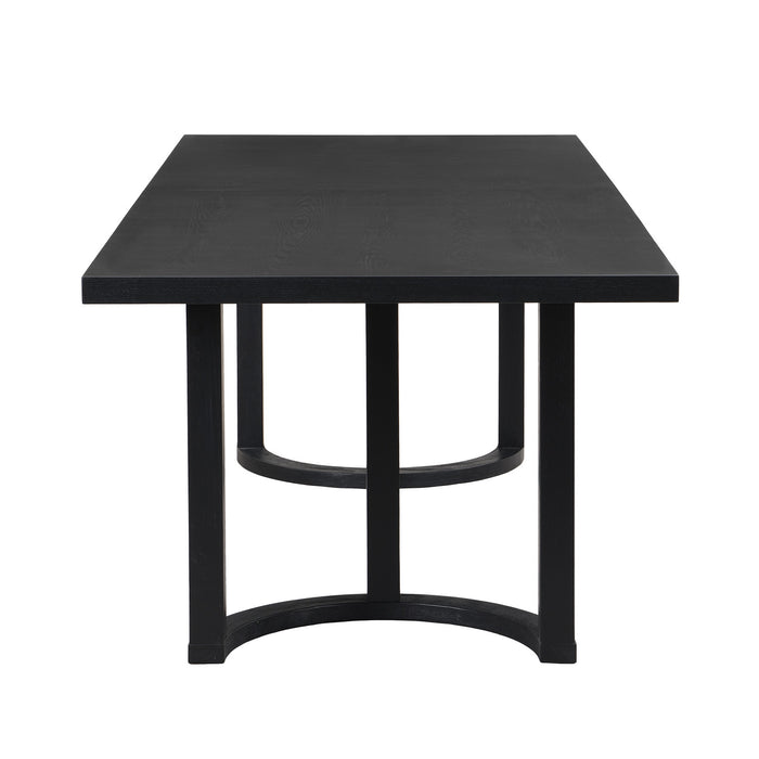 Ethan Dining Table With U-base, Solid Wood & Mdf, 95\"w - Black