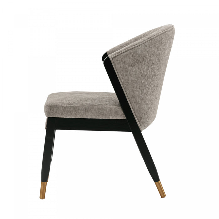 Ola Modern Wood Chenille Dining Chair in Stone - Set of 2