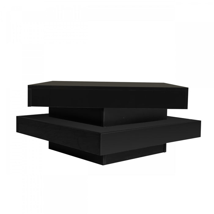 Ryan Rotating Coffee Table with LED Lighting and 360° Swivel Top,Black