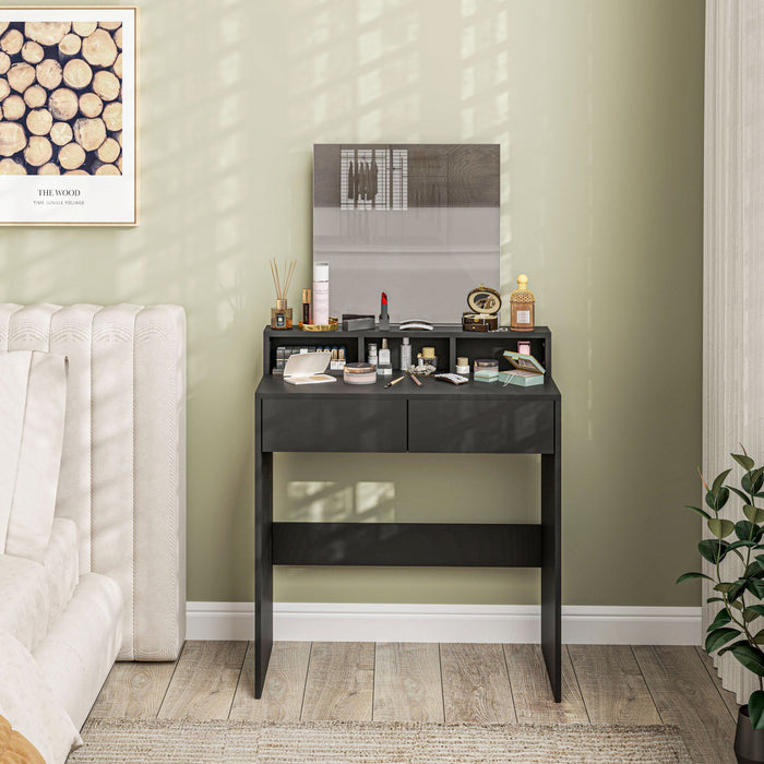 HOMCOM Makeup Vanity Desk with Mirror, Drawers, Black