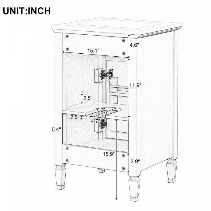 Jocelyn 20\" Bathroom Vanity with Ceramic Sink and Solid Rubberwood Frame, Black