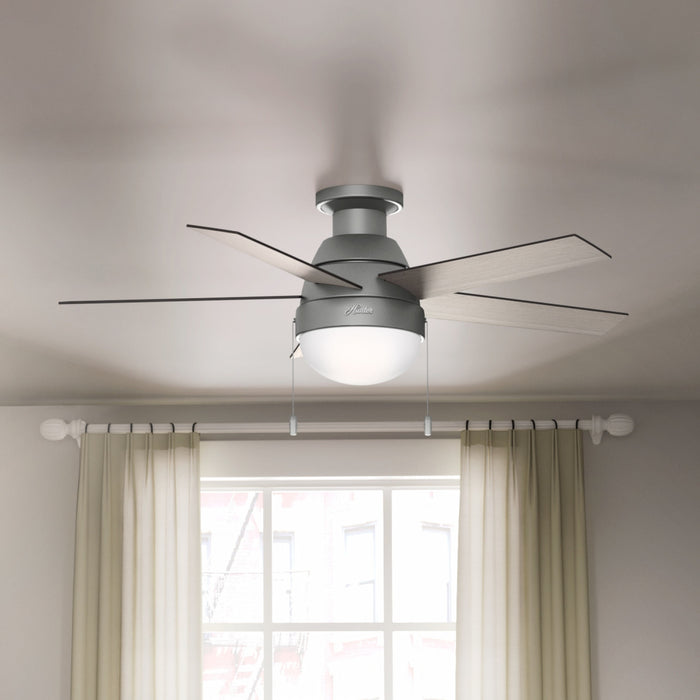 Anslee Low Profile Ceiling Fan with Light Fixture - Grey