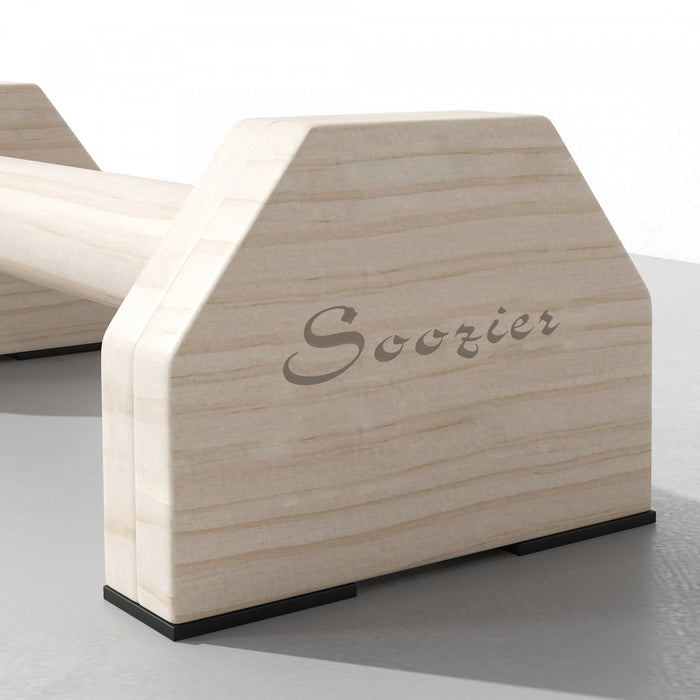 Soozier Push up Handles, Wooden Parallettes Bars with Non-Slip Base Natural