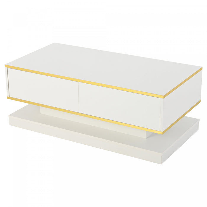 James Coffee Table with 2 Drawers Gold,White