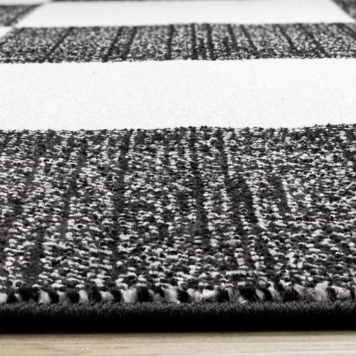 Covington Black White Checkered Pattern Rug, 7'10\" x 10'6\" Indoor Area Rug