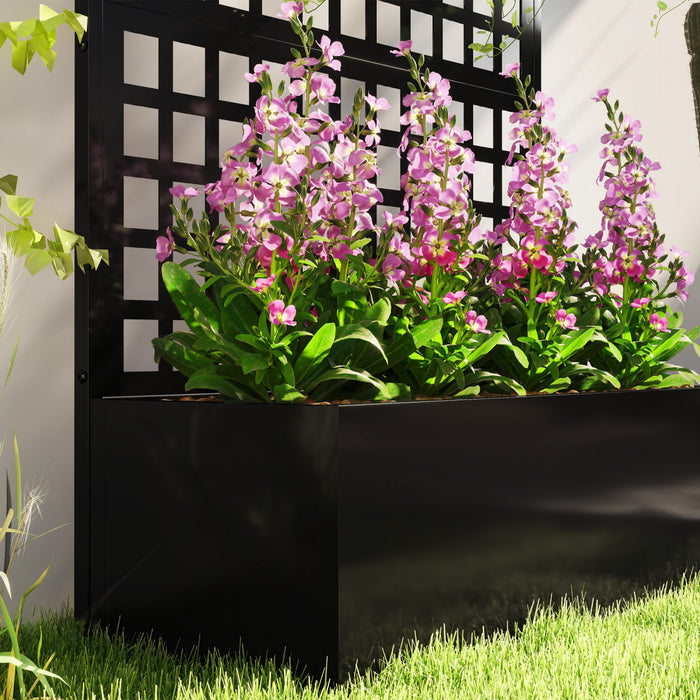 Outsunny Galvanized Planter Box with Trellis, 43\" x 16\" x 70\"