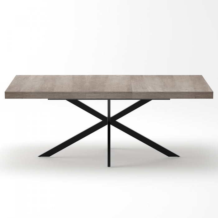 Ethan Retro Rectangular Extendable Dining Table with Hidden Storage,Grey