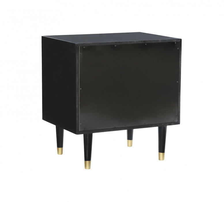 Geo 2-Drawer Textured Nightstand - Black