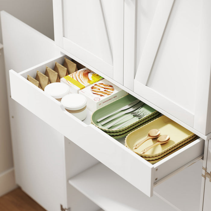 HOMCOM 72\" Kitchen Pantry Cabinet, Farmhouse Kitchen Storage Cabinet, White