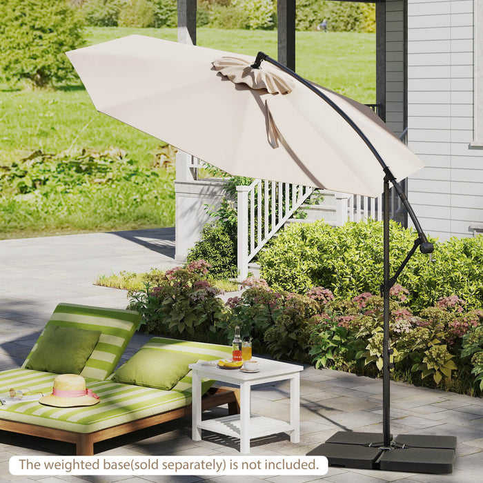 Costway 10FT Patio Offset Hanging Umbrella Easy Tilt Adjustment 8 Ribs Backyard Beige