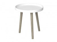 End Table With Pine Base - White Round Shape