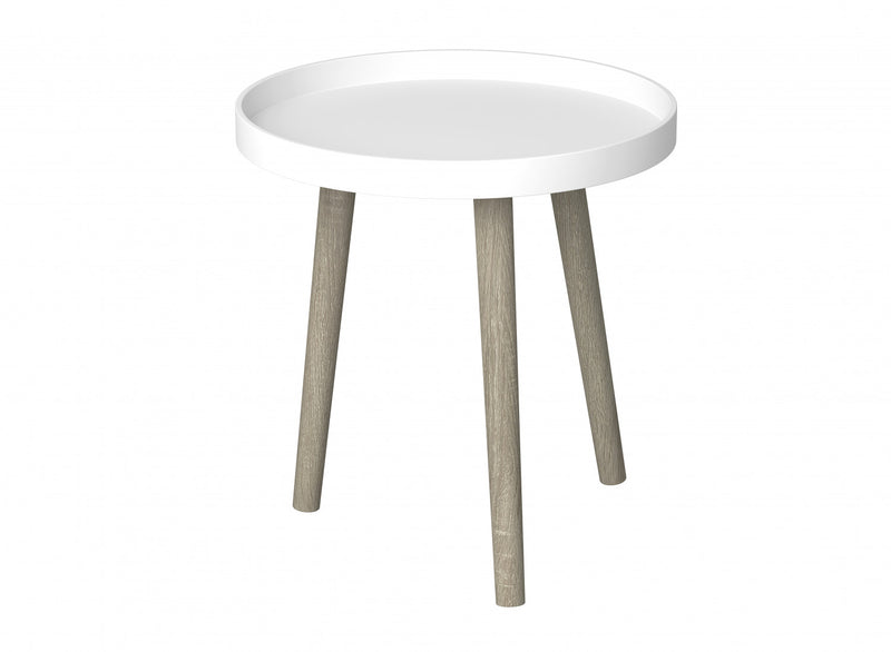End Table With Pine Base - White Round Shape 