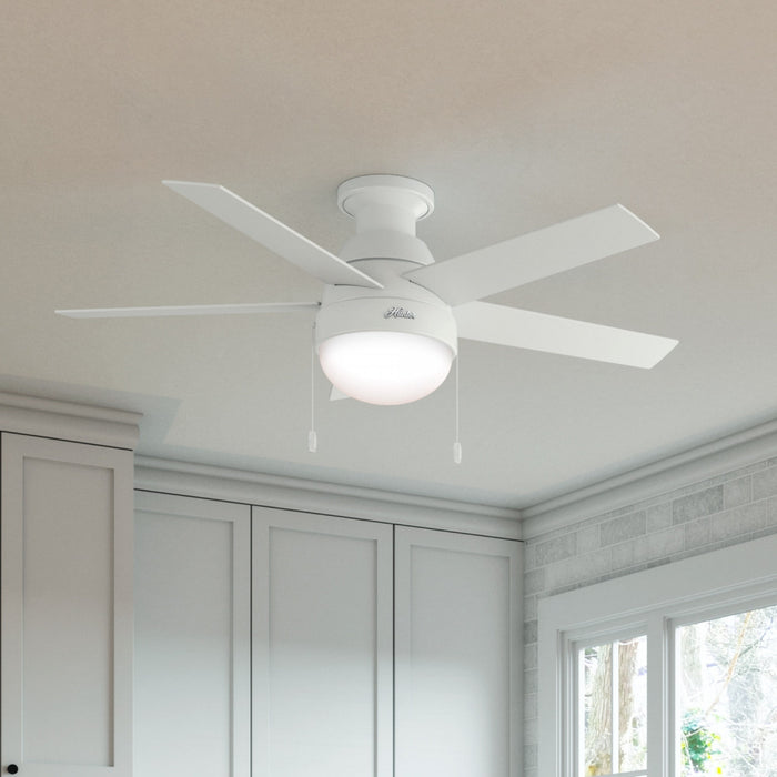 Anslee Low Profile Ceiling Fan with Light Fixture - White