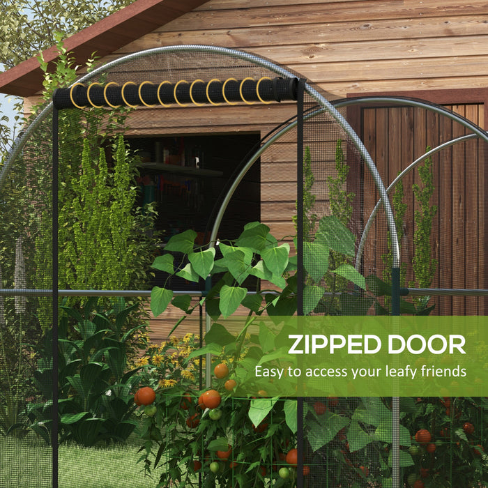 Outsunny 9.8' x 3.9' Plant Protector from Animals with Zipper Roll-Up Door