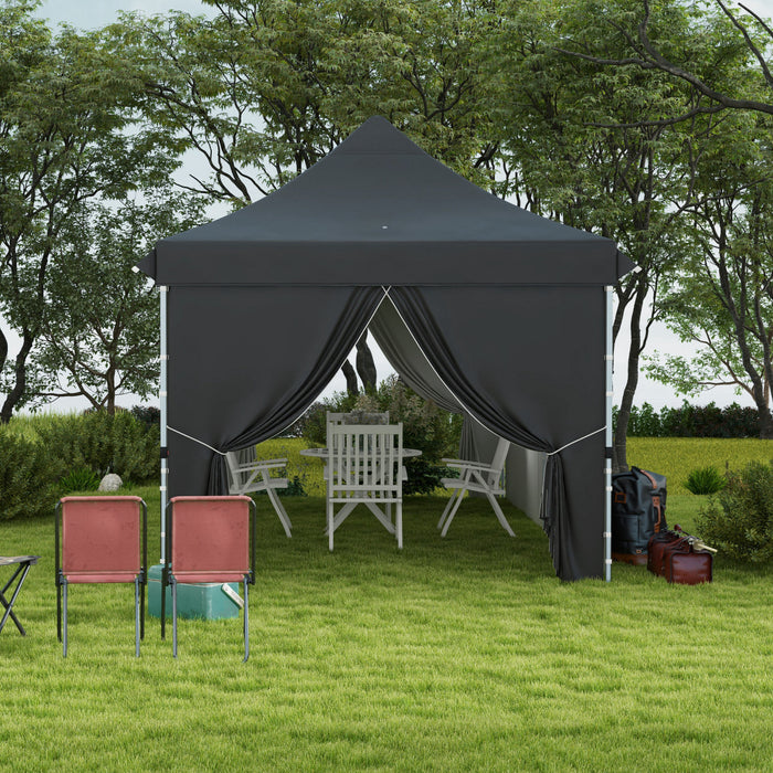 Outsunny 10 X 20ft Pop Up Canopy Tent With 6 Removable Sidewalls, Height Adjustable Large Instant Shelter With 4 Windows, Carry Bag, 6 Sand Bags For Outdoor, Garden, Patio, Grey
