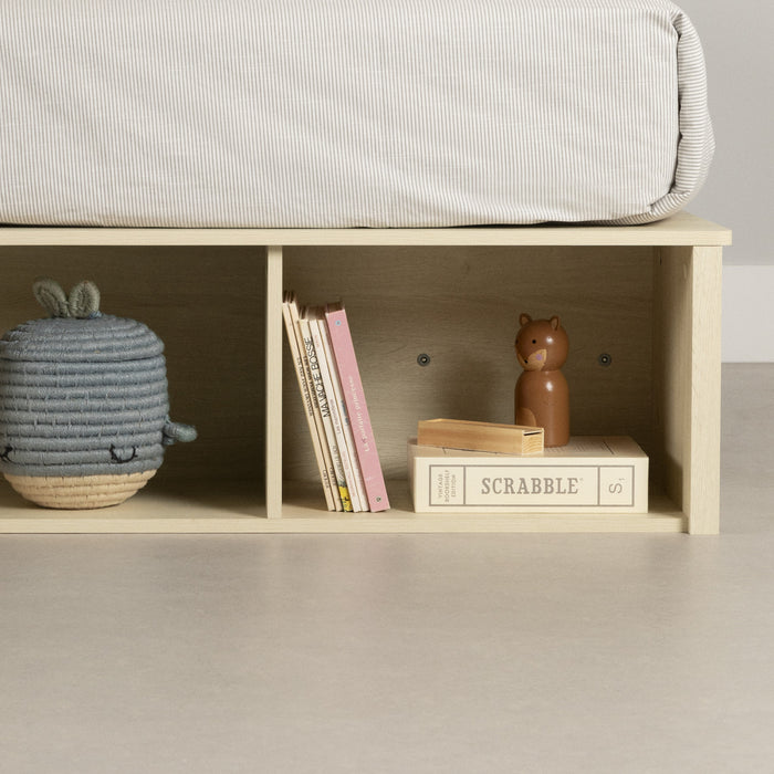 Avilla Storage Platform Bed With Wicker Baskets - Bleached Oak 