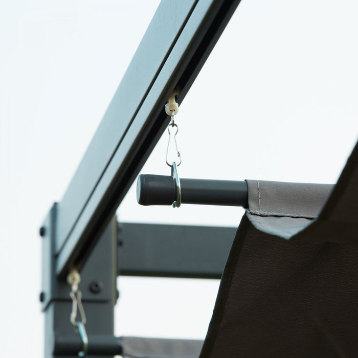 Outsunny 10' X7' Patio Pergola With Retractable Canopy, Outdoor Sun Shelter, Yard Shade, Grey