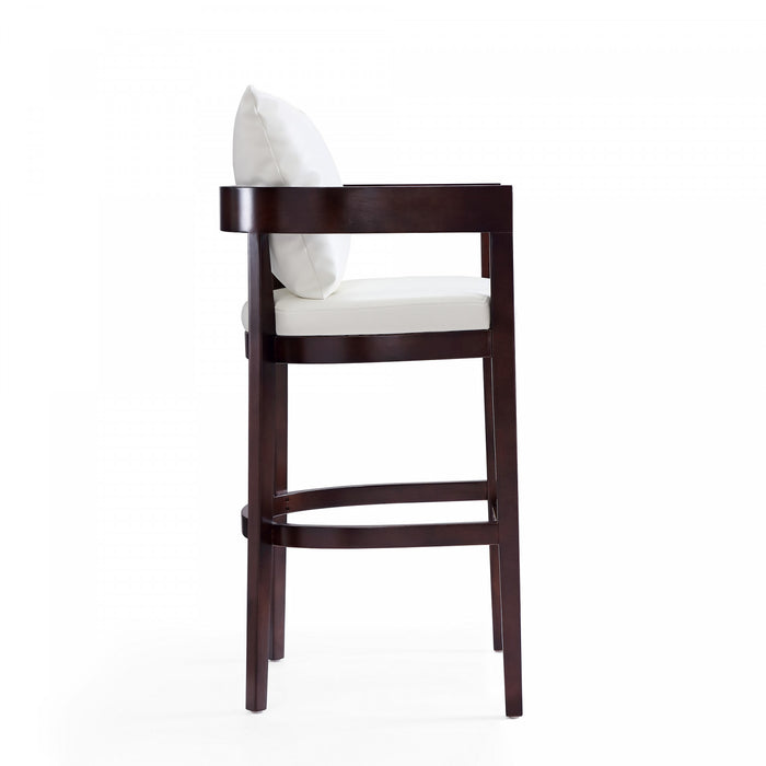 Ritz Mid-Century Modern Wood Upholstered Barstool in Ivory - Set of 2