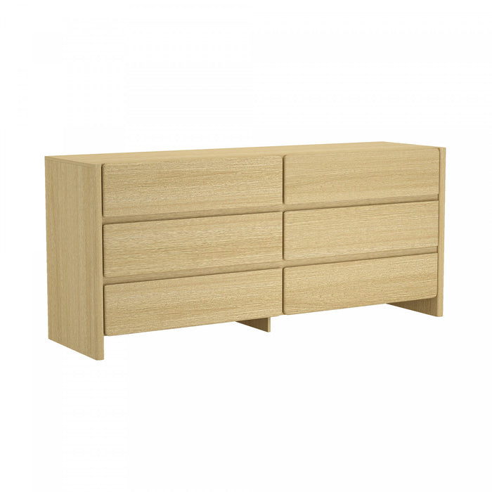 Linda Modern 72\" Dresser in Natural Oak (6-Drawer)