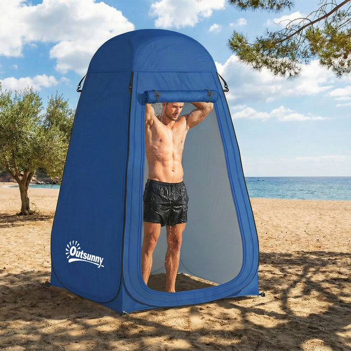 Outsunny Pop Up Shower Tent, Outdoor Privacy Changing Dressing Room, Blue