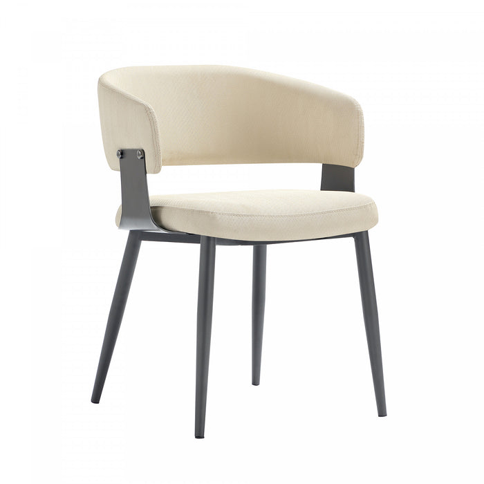 Luce Modern Metal Textured Vegan Leather Dining Chair in Sand