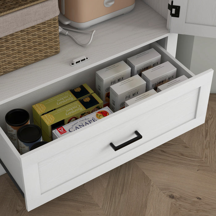 HOMCOM 69\" Tall Kitchen Storage Cabinet with Adjustable Shelves, White