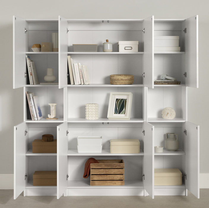 Liora Set Of Bookcase And 2 2-door Narrow Bookcases - Pure White 