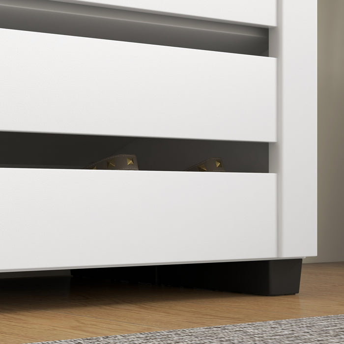 HOMCOM Slim Shoe Cabinet with 2 Slatted Doors for 15 Pairs of Shoes White