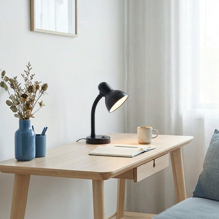 Remmer Gooseneck Desk Lamp, Onyx, 14.25\"H
