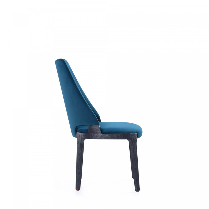 Kara Modern Wood Upholstered Dining Chair in Blue - Set of 4