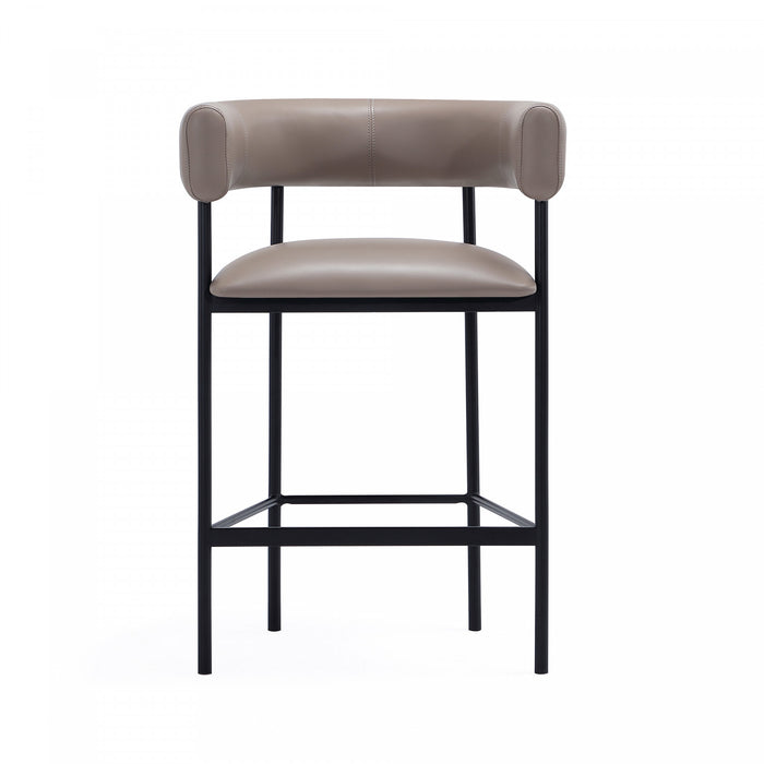 Onda Contemporary Vegan Leather Metal Counter Stool in Taupe