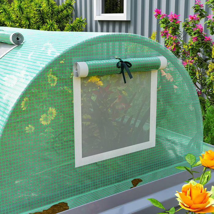 Outsunny Mini Greenhouse with Mesh Windows, Tunnel Growing Tent, Green