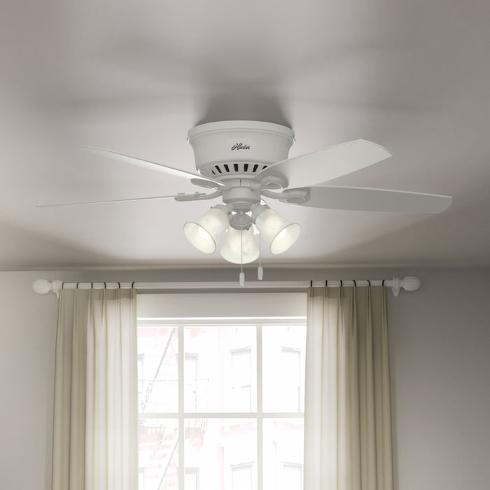 Builder Low Profile Ceiling Fan with Light Fixture - White