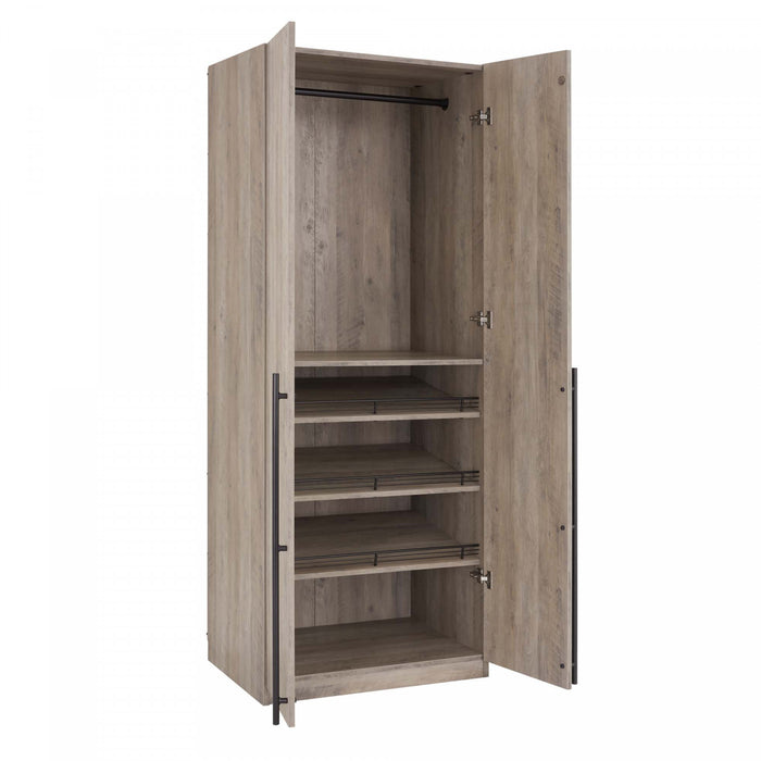 Lee Modern 32\" Wardrobe Closet in Rustic Gray - Set of 2 Armoire